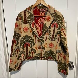 VTG New Identity Tapestry Blazer Palm Tree Tropical Women’s Size M RARE 90s